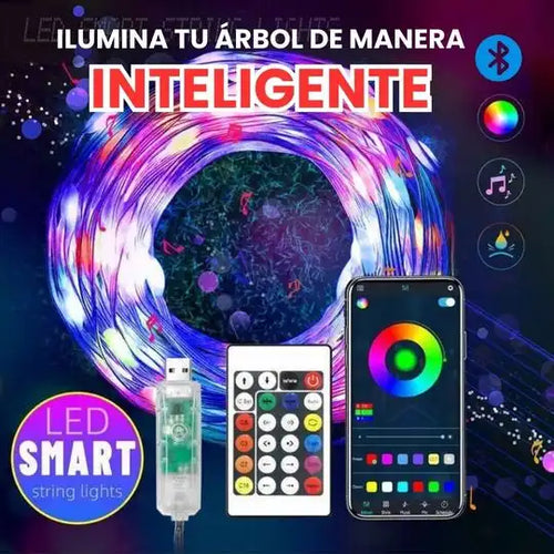 Luces Navideñas Inteligentes 10m con USB, Control y App
