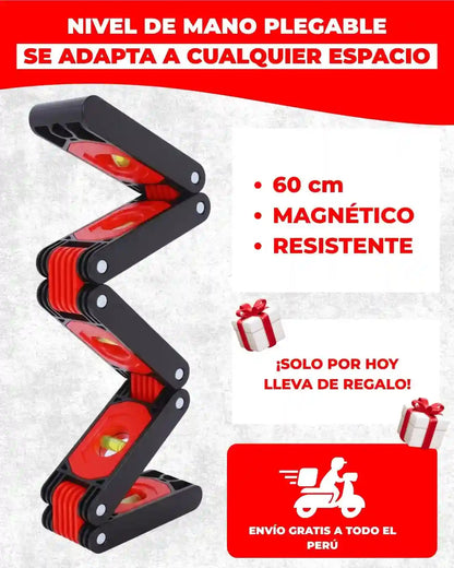 NIVEL DE MANO PLEGABLE MAGNÉTICO MUTIFUNCIONAL - 60cm